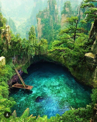 Beautiful pool surrounded by nature